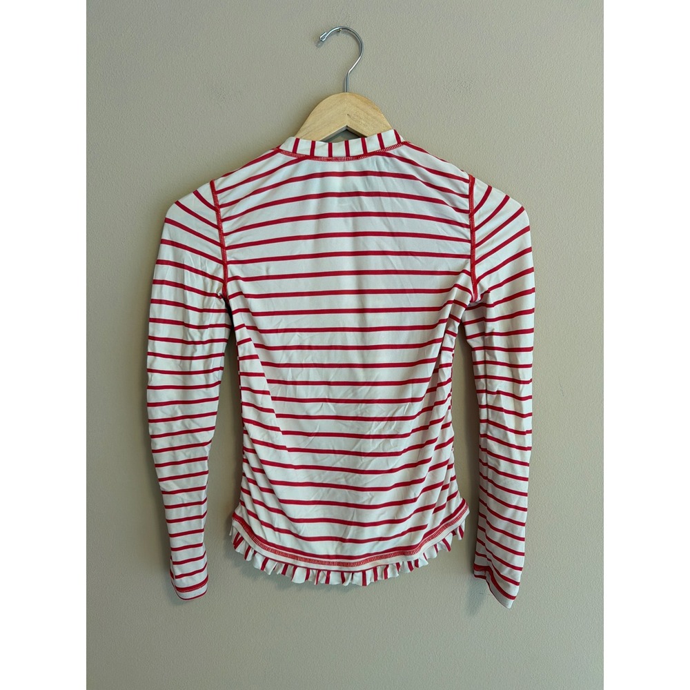 Hanna Andersson Girls Red‎ White Striped Ruffle Rash Guard Swim Top Kids 10 - Picture 5 of 8